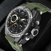 Analog-Digital Sports Watch: Chronograph, Dual Time, Alarm, Stopwatch, Water-Resistant, Shock-Resistant, Back Light Display- The Perfect Watches for Men LCDA8005