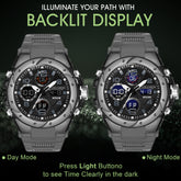 Analog-Digital Sports Watch: Chronograph, Dual Time, Alarm, Stopwatch, Water-Resistant, Shock-Resistant, Back Light Display- The Perfect Watches for Men LCDA8006