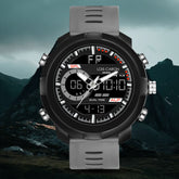 Analog-Digital Sports Watch: Chronograph, Dual Time, Alarm, Stopwatch, Water-Resistant, Shock-Resistant, Back Light Display- The Perfect Watches for Men LCDA8015