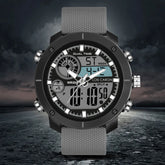 Analog-Digital Sports Watch: Chronograph, Dual Time, Alarm, Stopwatch, Water-Resistant, Shock-Resistant, Back Light Display- The Perfect Watches for Men LCDA8018