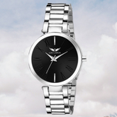 LOIS CARON LCS-4675 BLACK DIAL WITH SILVER STRAP Analog Watch - For Women
