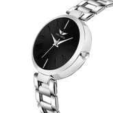 LOIS CARON LCS-4675 BLACK DIAL WITH SILVER STRAP Analog Watch - For Women