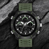 Analog-Digital Sports Watch: Chronograph, Dual Time, Alarm, Stopwatch, Water-Resistant, Shock-Resistant, Back Light Display- The Perfect Watches for Men LCDA8012