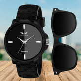 All Black Combo Set of Sunglass and Watch With Premium Gift Box Packaging Analog Watch - For Men LCS-9134