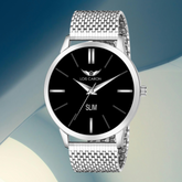 LOIS CARON Mesh Design Chain Minimalist Slim Meta Quartz for Boys Analog Watch - For Men LCS-4282
