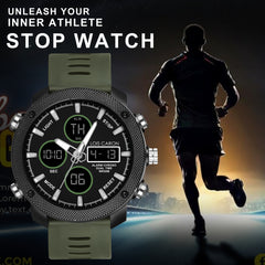 Analog-Digital Sports Watch: Chronograph, Dual Time, Alarm, Stopwatch, Water-Resistant, Shock-Resistant, Back Light Display- The Perfect Watches for Men LCDA8009