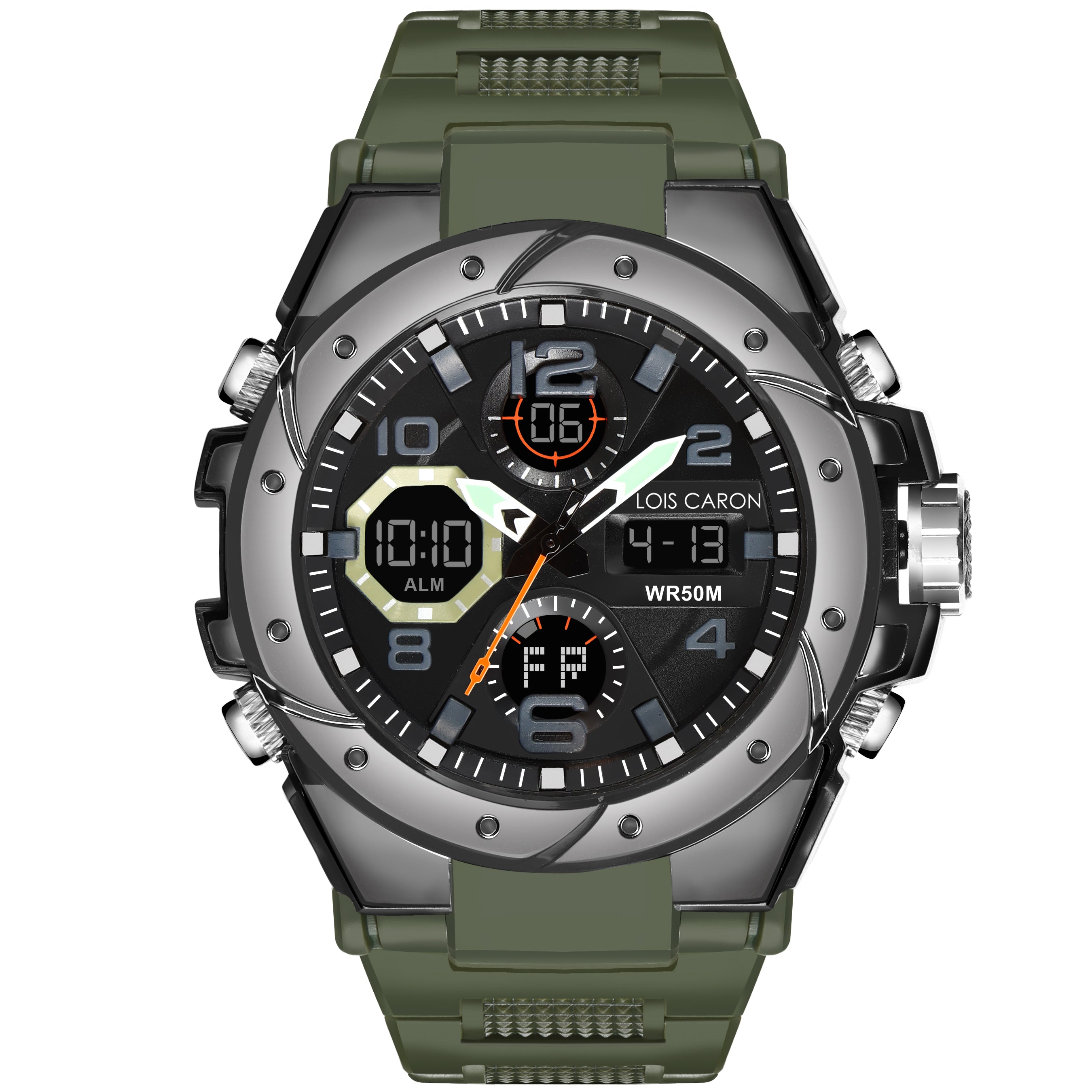 Analog-Digital Sports Watch: Chronograph, Dual Time, Alarm, Stopwatch, Water-Resistant, Shock-Resistant, Back Light Display- The Perfect Watches for Men LCDA8005