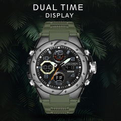 Analog-Digital Sports Watch: Chronograph, Dual Time, Alarm, Stopwatch, Water-Resistant, Shock-Resistant, Back Light Display- The Perfect Watches for Men LCDA8005