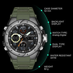 Analog-Digital Sports Watch: Chronograph, Dual Time, Alarm, Stopwatch, Water-Resistant, Shock-Resistant, Back Light Display- The Perfect Watches for Men LCDA8005