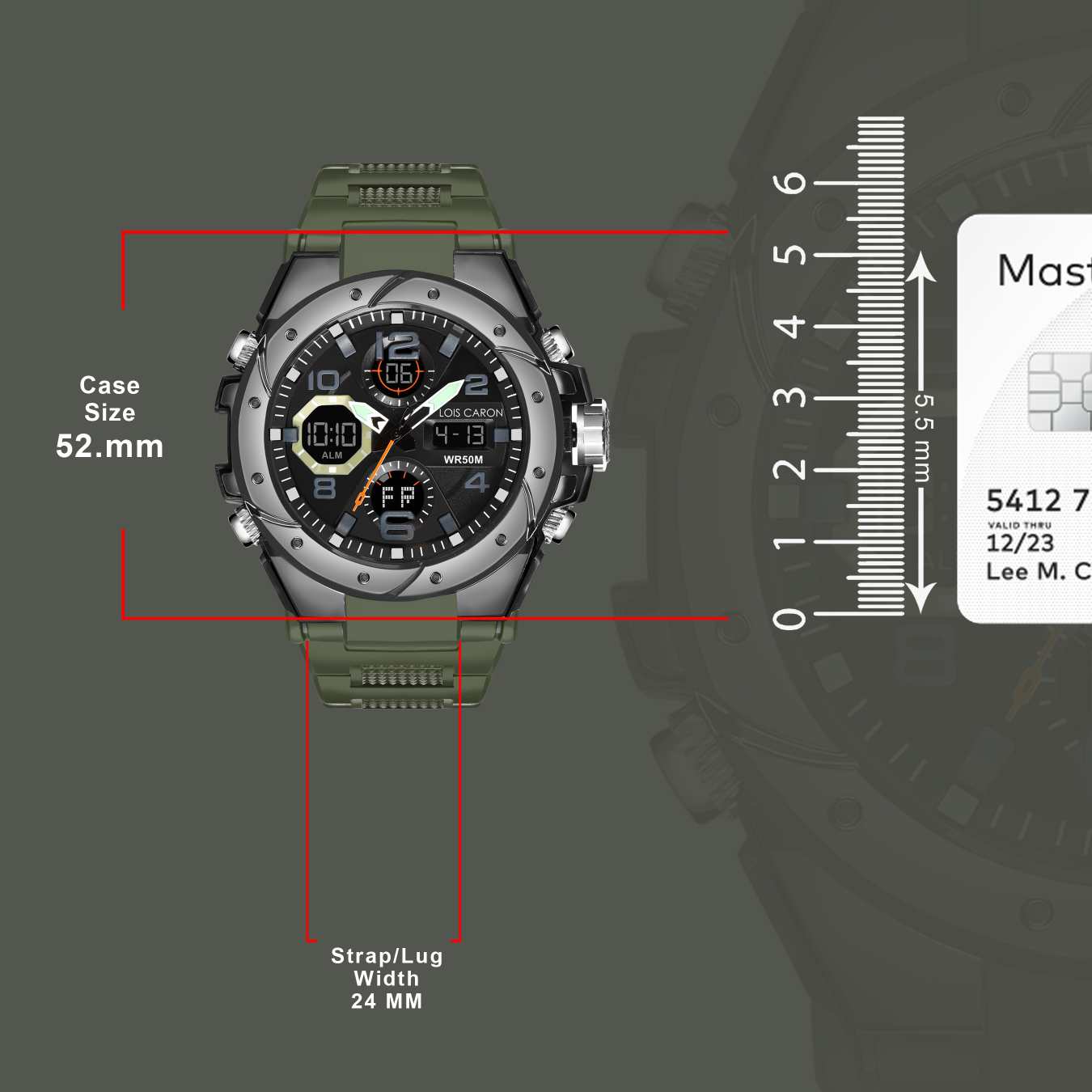 Analog-Digital Sports Watch: Chronograph, Dual Time, Alarm, Stopwatch, Water-Resistant, Shock-Resistant, Back Light Display- The Perfect Watches for Men LCDA8005