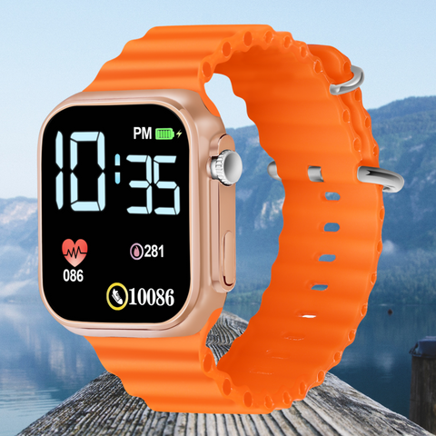LOIS CARON D-1035 Teenagers LED Luxurious Fashion Silicone Orange Colored Digital Watch - For Boys & Girls