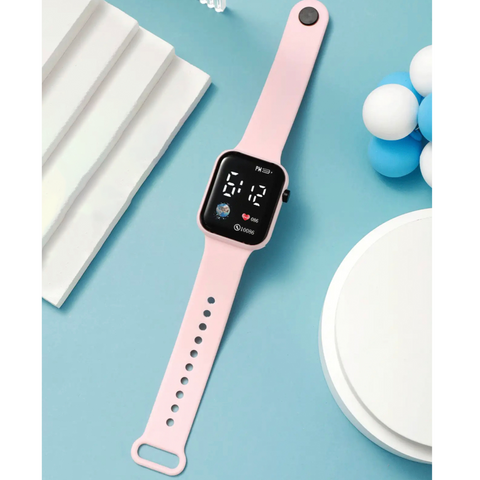 LOIS CARON  Teenagers LED Luxurious Fashion Silicone Pink Colored Digital Watch - For Boys & Girls D-1034 (Pink)