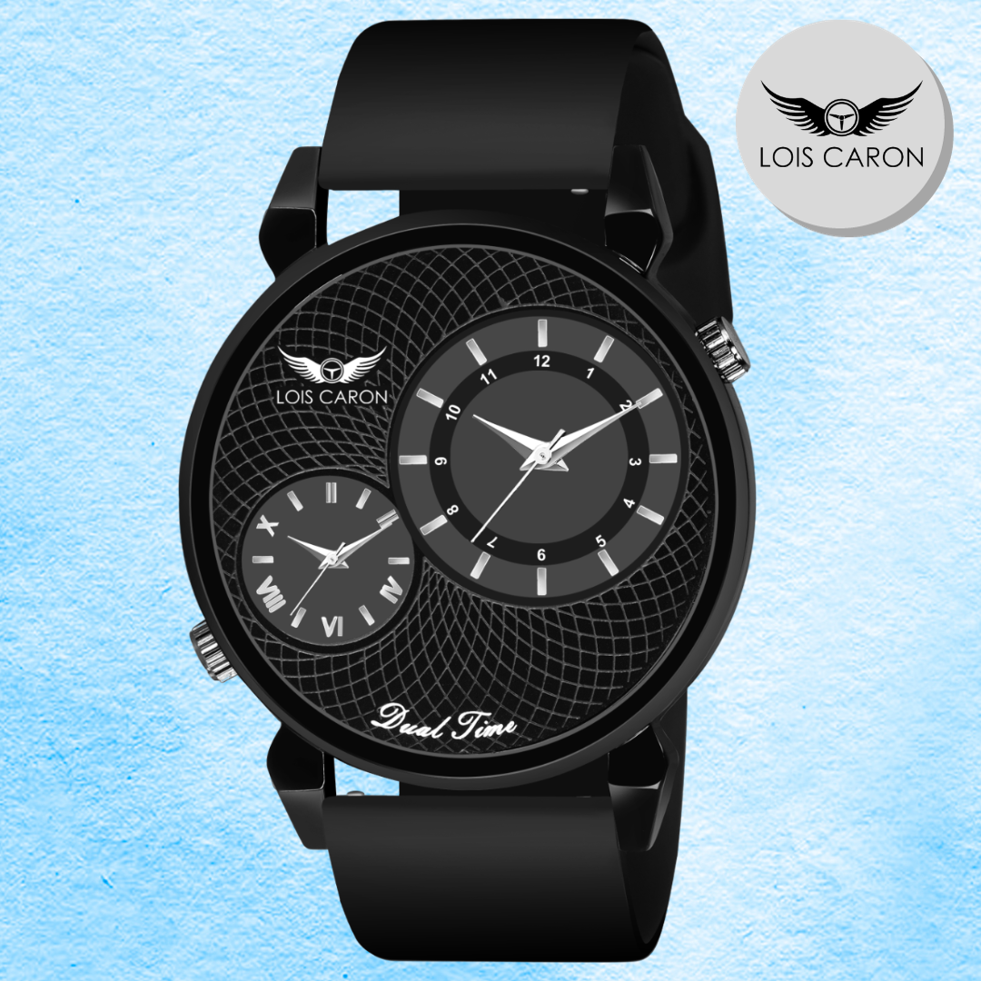 LOIS CARON  Dual Time with Slim Case and High Quality Silicon Strap Boys Analog Watch - For Men LCS-8812