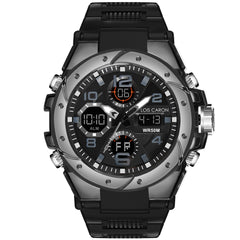 Analog-Digital Sports Watch: Chronograph, Dual Time, Alarm, Stopwatch, Water-Resistant, Shock-Resistant, Back Light Display- The Perfect Watches for Men LCDA8004