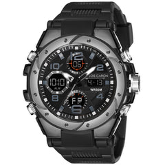 Analog-Digital Sports Watch: Chronograph, Dual Time, Alarm, Stopwatch, Water-Resistant, Shock-Resistant, Back Light Display- The Perfect Watches for Men LCDA8004