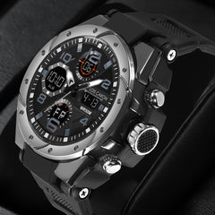 Analog-Digital Sports Watch: Chronograph, Dual Time, Alarm, Stopwatch, Water-Resistant, Shock-Resistant, Back Light Display- The Perfect Watches for Men LCDA8004