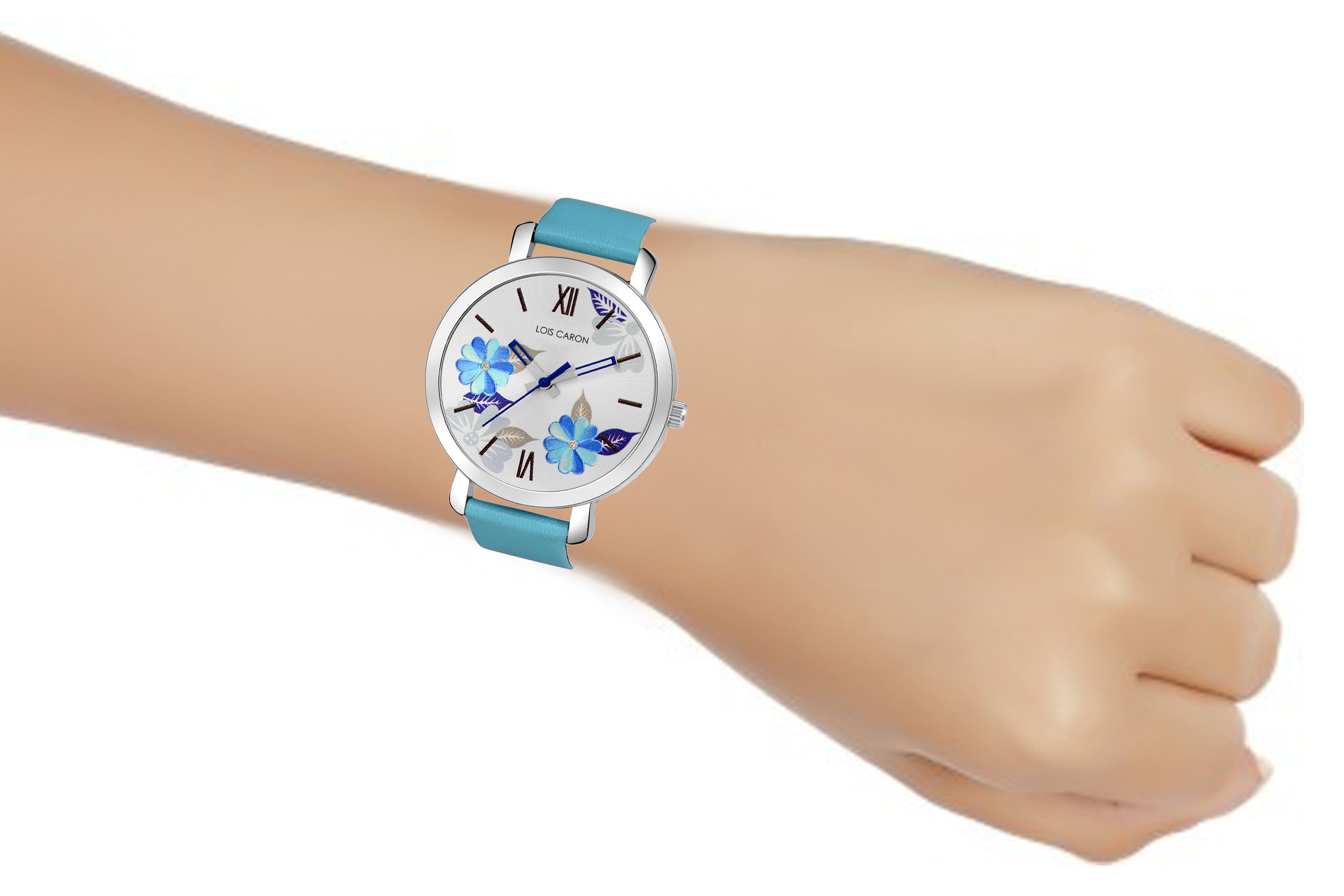 WHITE DIAL & SKY BLUE LEATHER STRAP FOR GIRLS Analog Watch - For Girls LCS-4693