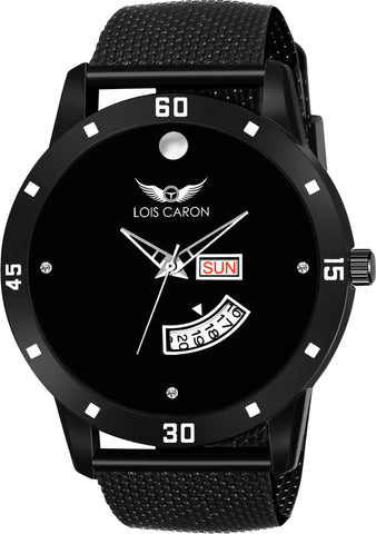LOIS CARON LCS-8204 BLACK DIAL DAY & DATE FUNCTIONING WATCH Analog Watch  - For Men