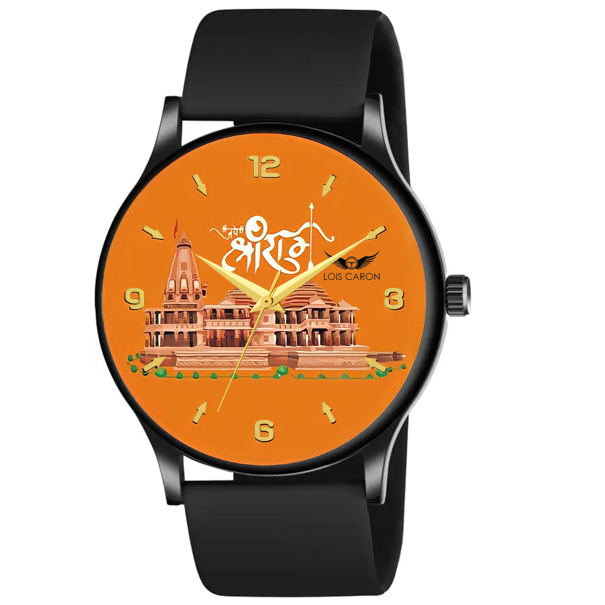 Ayodhya Mandir watch || Ram ji watch || ayodhya mandir watch || rama watch || Long Lasting Black Slim Case and High Quality Smart watch's Strap Analog Watch - For Men || watch for men || watch for boys ||  LCS-8813