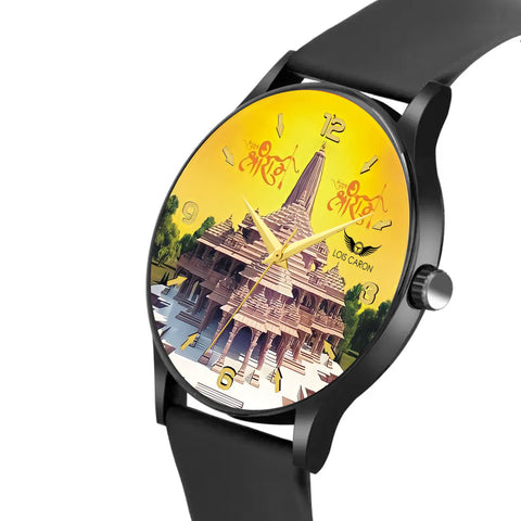 Ayodhya Mandir watch || Ram ji watch || ayodhya mandir watch || rama watch || Long Lasting Black Slim Case and High Quality Smart watch's Strap Analog Watch - For Men || watch for men || watch for boys ||  LCS-8818
