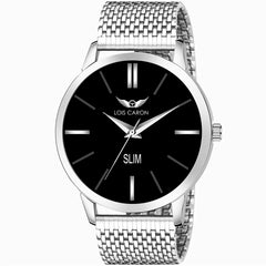 LOIS CARON  Mesh Design Chain Minimalist Slim Meta Quartz for Boys Analog Watch - For Men LCS-4282