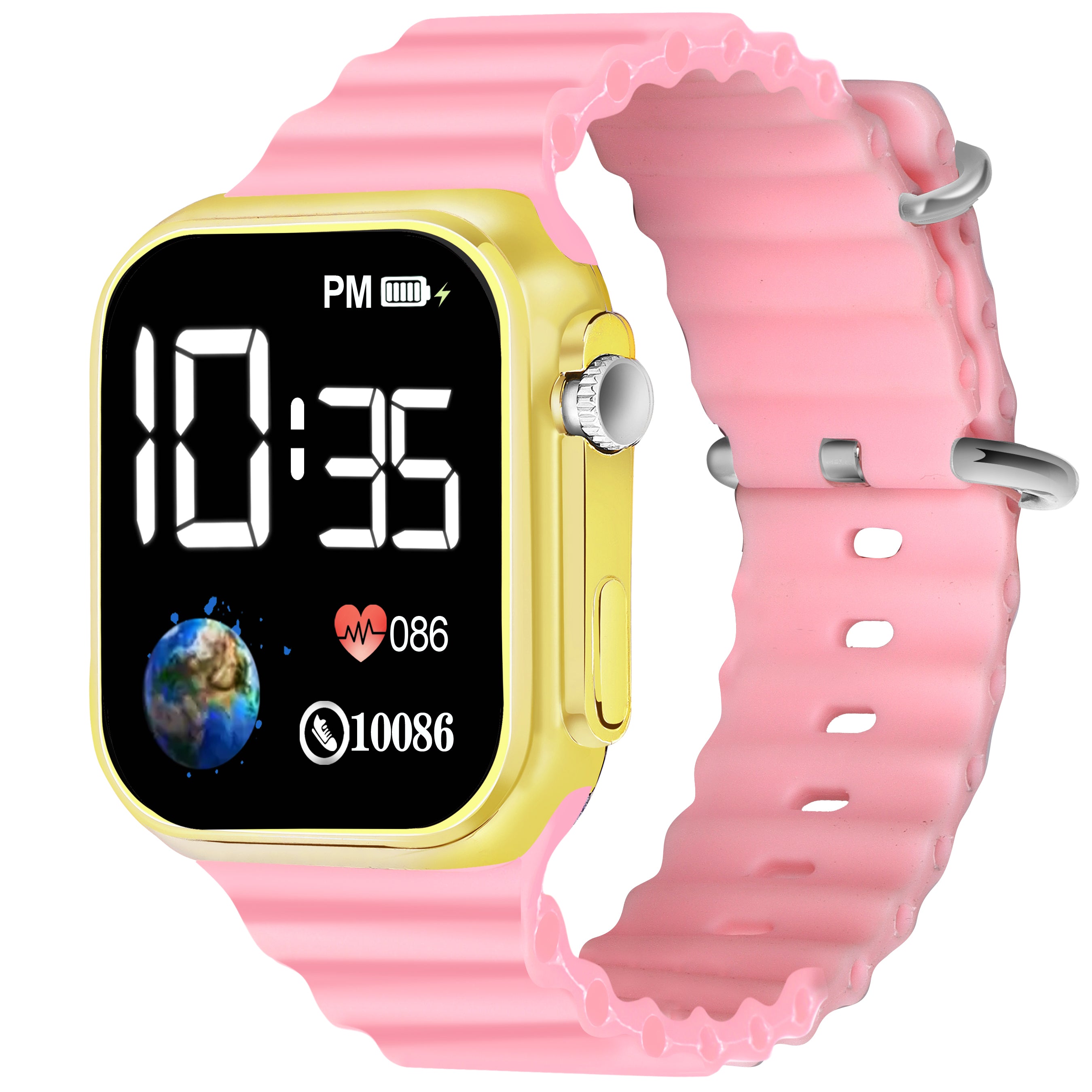 LOIS CARON D-1036 Teenagers LED Luxurious Fashion Silicone Digital Watch - For Boys & Girls