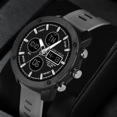 Analog-Digital Sports Watch: Chronograph, Dual Time, Alarm, Stopwatch, Water-Resistant, Shock-Resistant, Back Light Display- The Perfect Watches for Men LCDA8008