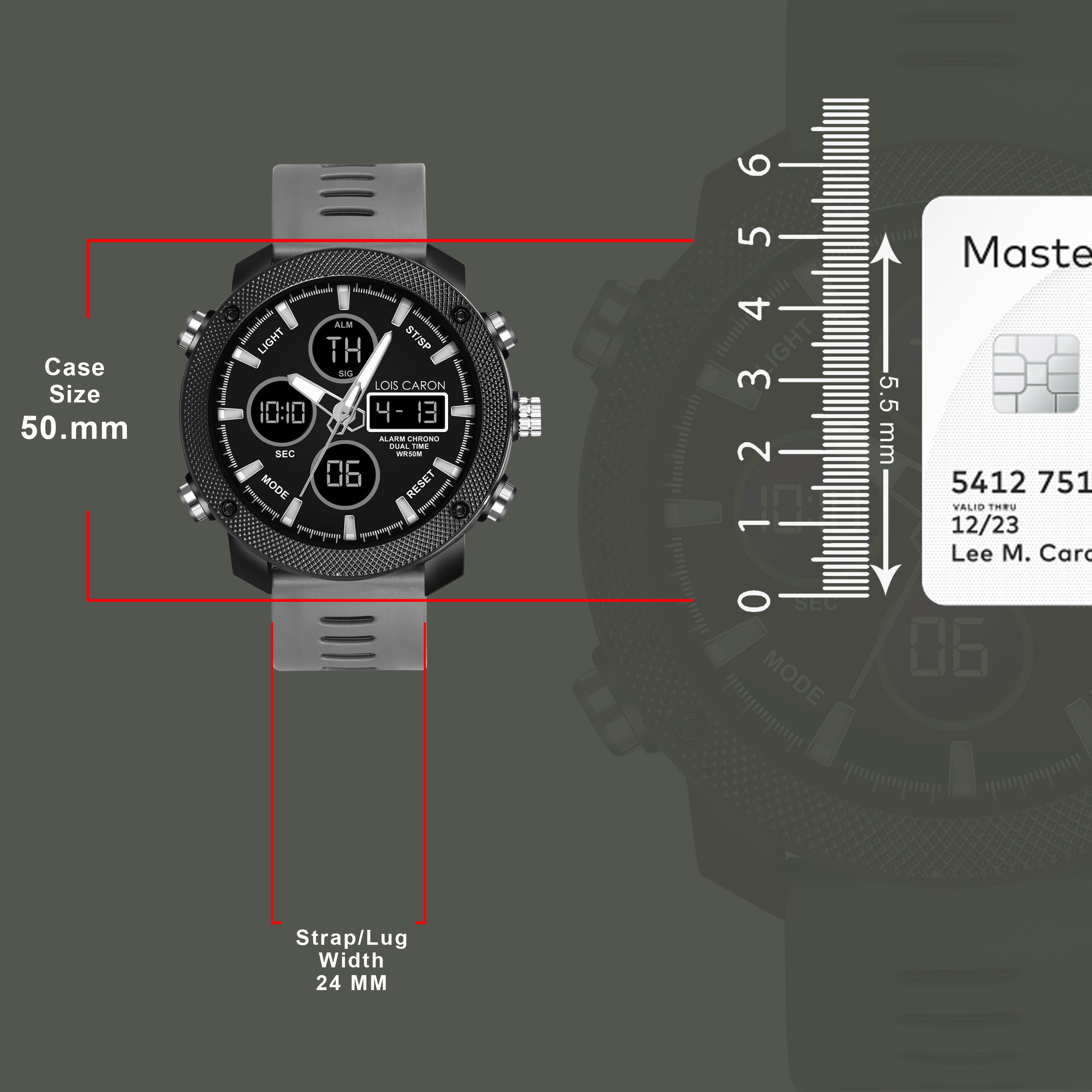 Analog-Digital Sports Watch: Chronograph, Dual Time, Alarm, Stopwatch, Water-Resistant, Shock-Resistant, Back Light Display- The Perfect Watches for Men LCDA8008