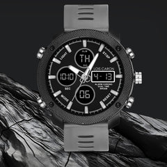 Analog-Digital Sports Watch: Chronograph, Dual Time, Alarm, Stopwatch, Water-Resistant, Shock-Resistant, Back Light Display- The Perfect Watches for Men LCDA8008