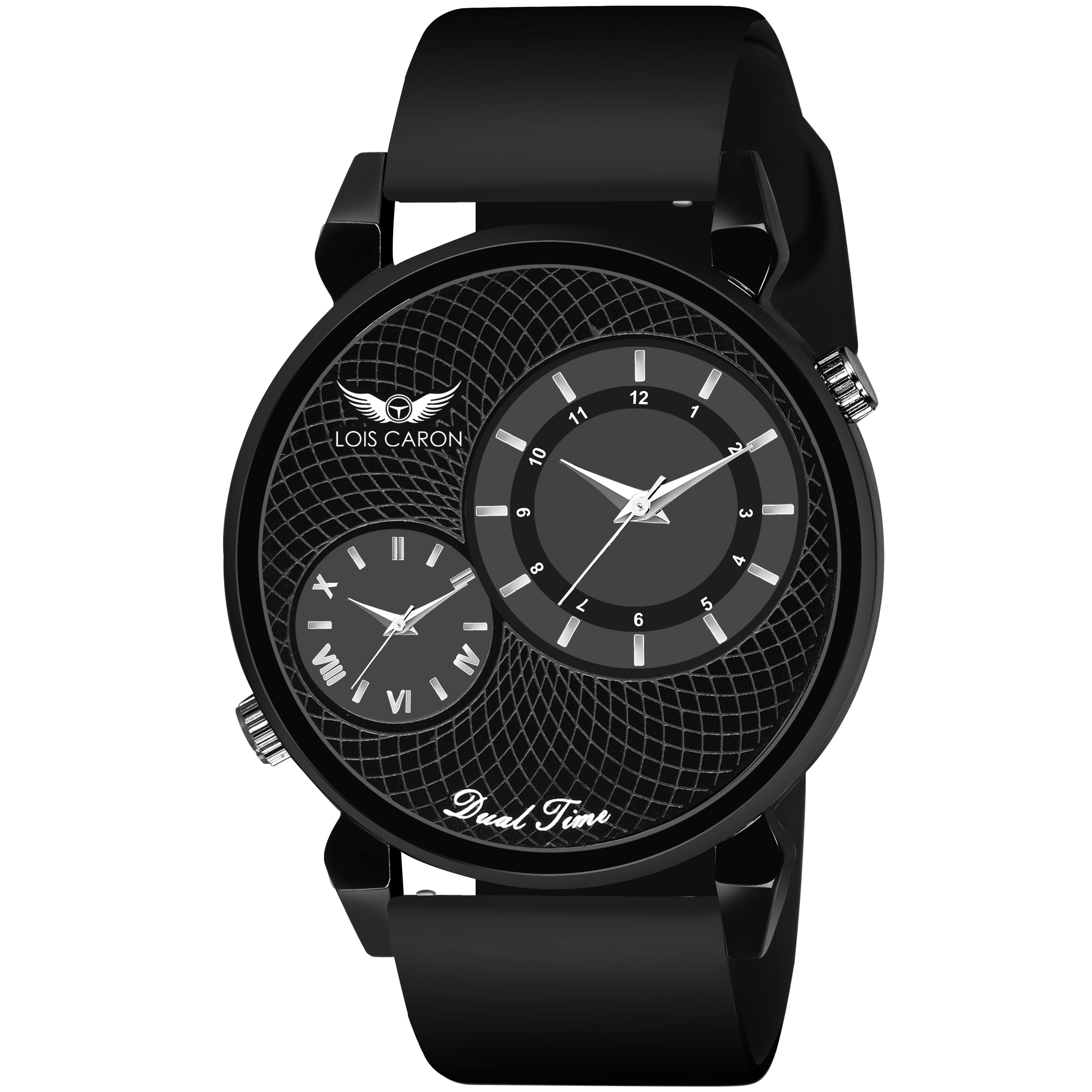 LOIS CARON  Dual Time with Slim Case and High Quality Silicon Strap Boys Analog Watch - For Men LCS-8812
