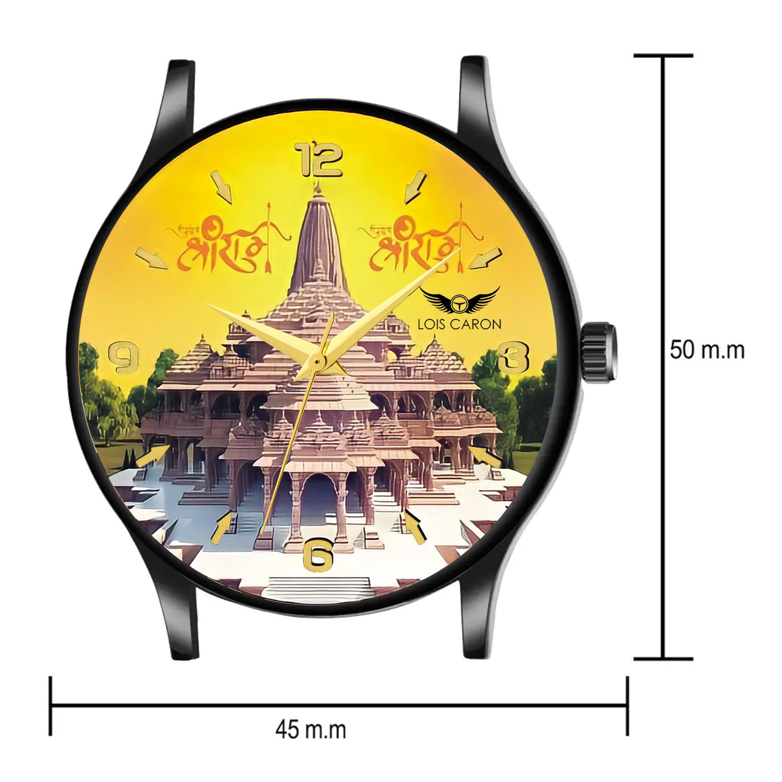 Ayodhya Mandir watch || Ram ji watch || ayodhya mandir watch || rama watch || Long Lasting Black Slim Case and High Quality Smart watch's Strap Analog Watch - For Men || watch for men || watch for boys ||  LCS-8818