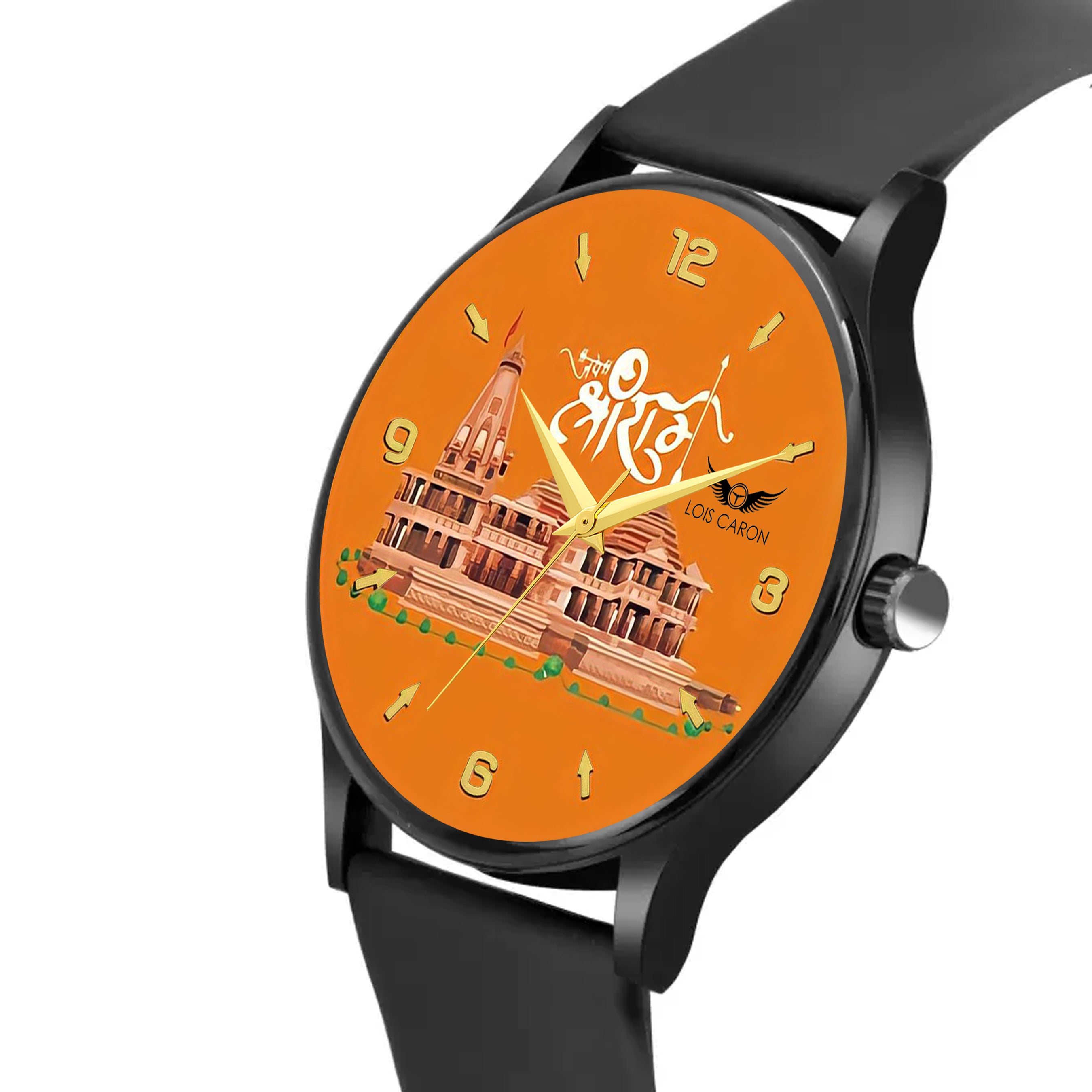 Ayodhya Mandir watch || Ram ji watch || ayodhya mandir watch || rama watch || Long Lasting Black Slim Case and High Quality Smart watch's Strap Analog Watch - For Men || watch for men || watch for boys ||  LCS-8813