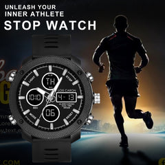 Analog-Digital Sports Watch: Chronograph, Dual Time, Alarm, Stopwatch, Water-Resistant, Shock-Resistant, Back Light Display- The Perfect Watches for Men LCDA8007