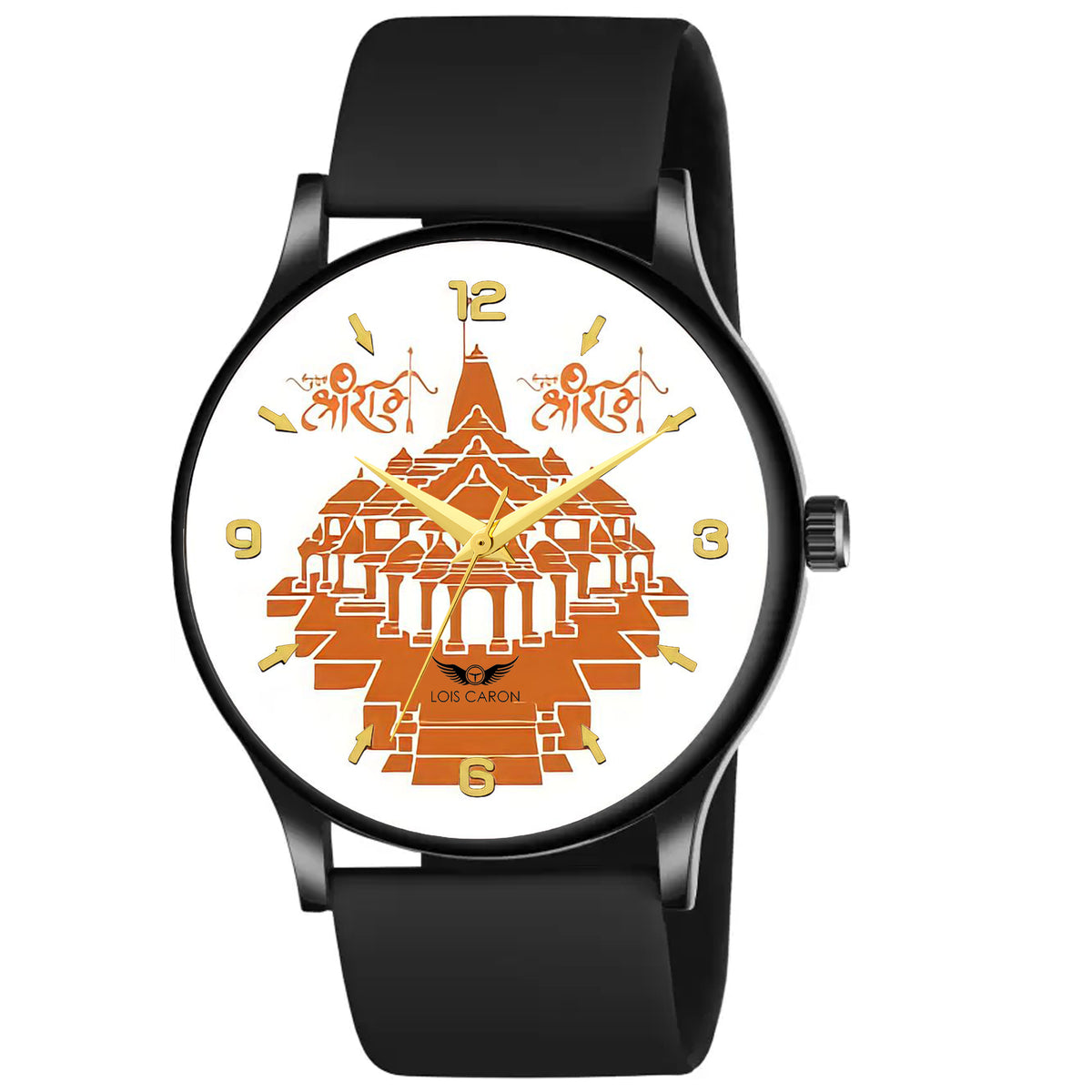 Ayodhya Mandir watch || Ram ji watch || ayodhya mandir watch || rama watch || Long Lasting Black Slim Case and High Quality Smart watch's Strap Analog Watch - For Men || watch for men || watch for boys ||  LCS-8815