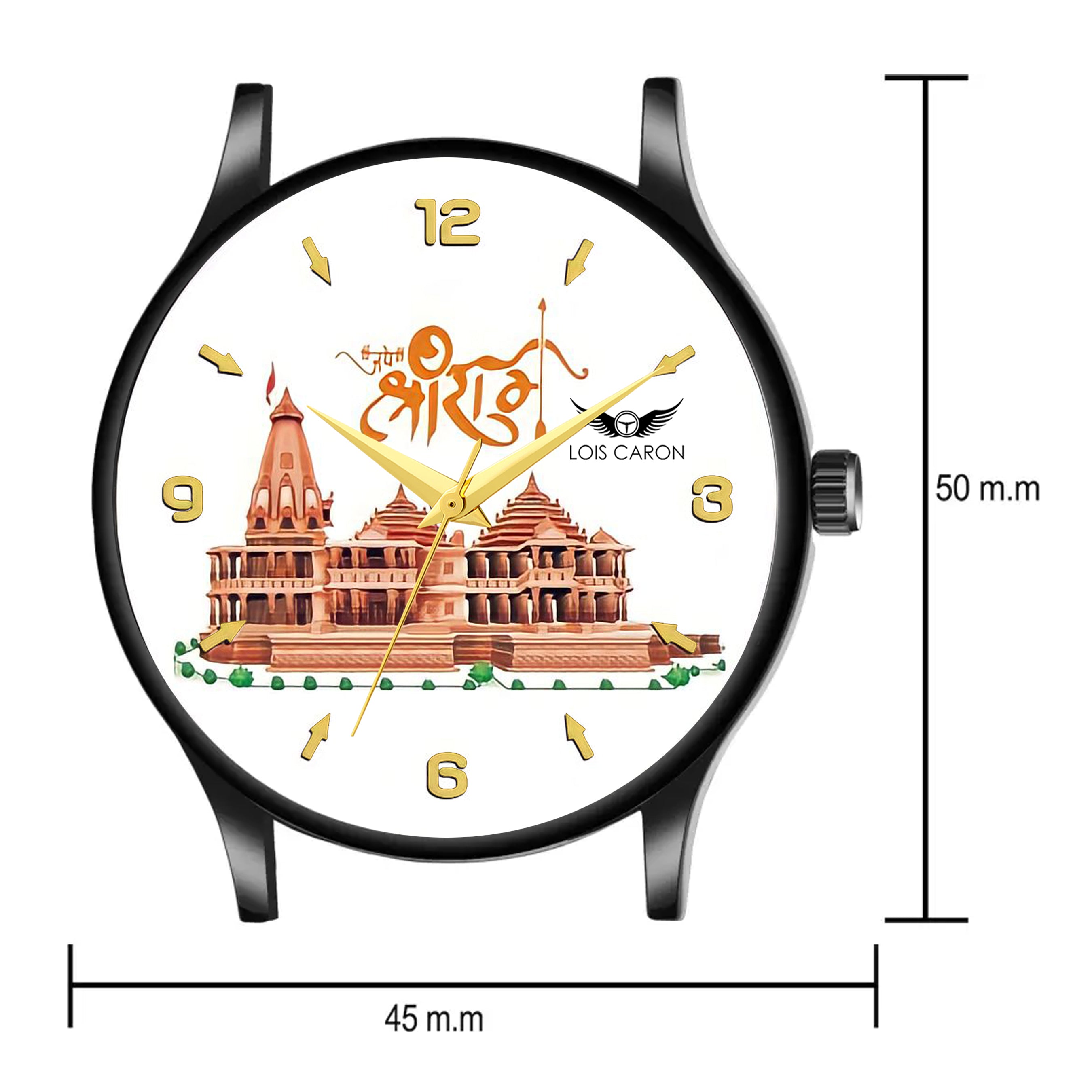 Ayodhya Mandir watch || Ram ji watch || ayodhya mandir watch || rama watch || Long Lasting Black Slim Case and High Quality Smart watch's Strap Analog Watch - For Men || watch for men || watch for boys ||  LCS-8814