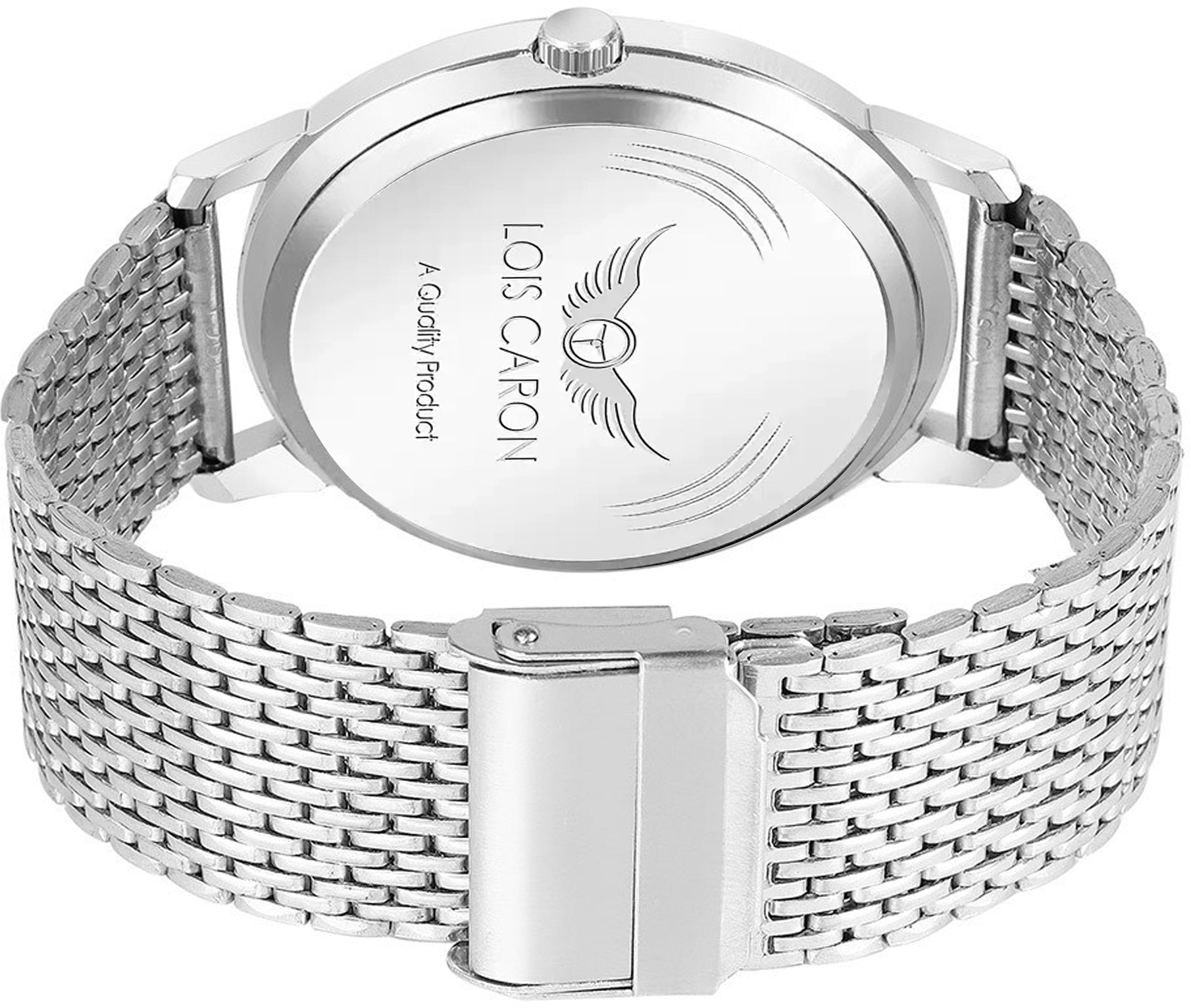 LOIS CARON  Mesh Design Chain Minimalist Slim Meta Quartz for Boys Analog Watch - For Men LCS-4283