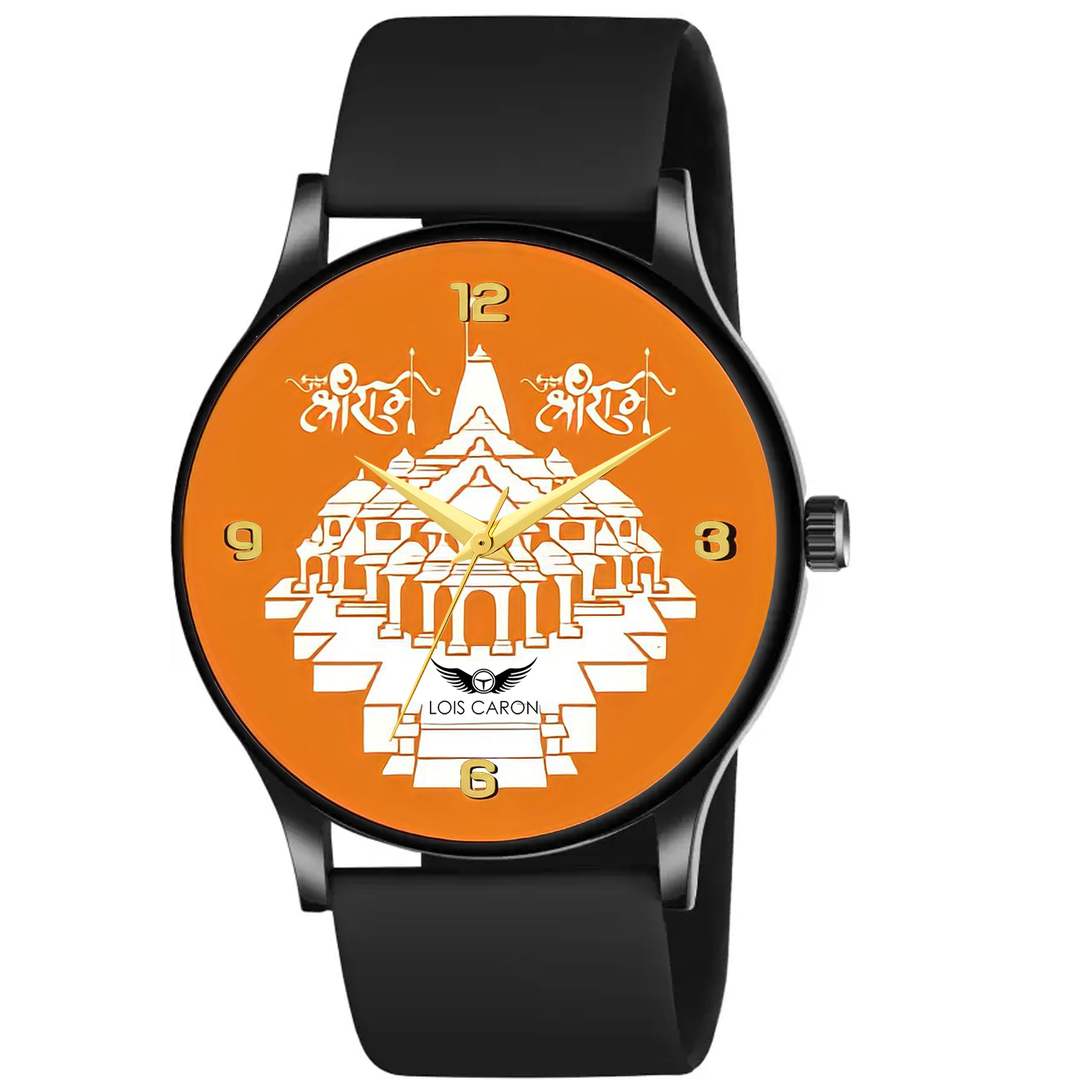 Ayodhya Mandir watch || Ram ji watch || ayodhya mandir watch || rama watch || Long Lasting Black Slim Case and High Quality Smart watch's Strap Analog Watch - For Men || watch for men || watch for boys ||  LCS-8816