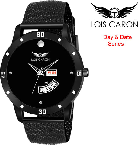LOIS CARON LCS-8204 BLACK DIAL DAY & DATE FUNCTIONING WATCH Analog Watch  - For Men