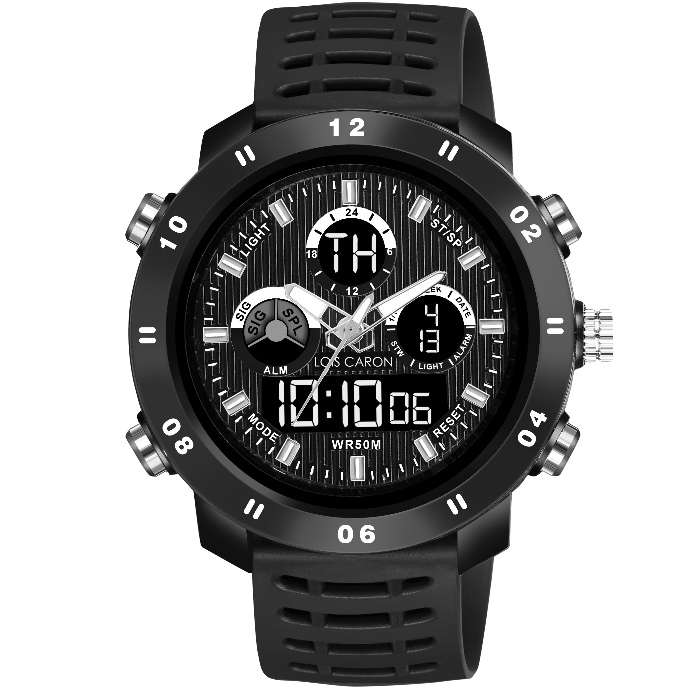 Analog-Digital Sports Watch: Chronograph, Dual Time, Alarm, Stopwatch, Water-Resistant, Shock-Resistant, Back Light Display- The Perfect Watches for Men LCDA8010