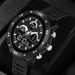 Analog-Digital Sports Watch: Chronograph, Dual Time, Alarm, Stopwatch, Water-Resistant, Shock-Resistant, Back Light Display- The Perfect Watches for Men LCDA8010