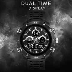 Analog-Digital Sports Watch: Chronograph, Dual Time, Alarm, Stopwatch, Water-Resistant, Shock-Resistant, Back Light Display- The Perfect Watches for Men LCDA8010