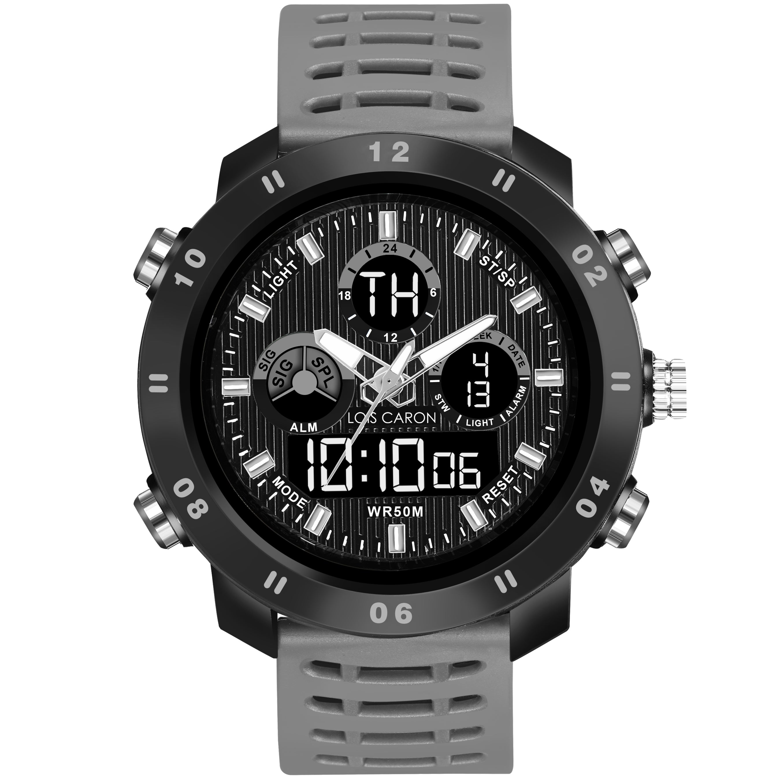 Analog-Digital Sports Watch: Chronograph, Dual Time, Alarm, Stopwatch, Water-Resistant, Shock-Resistant, Back Light Display- The Perfect Watches for Men LCDA8011