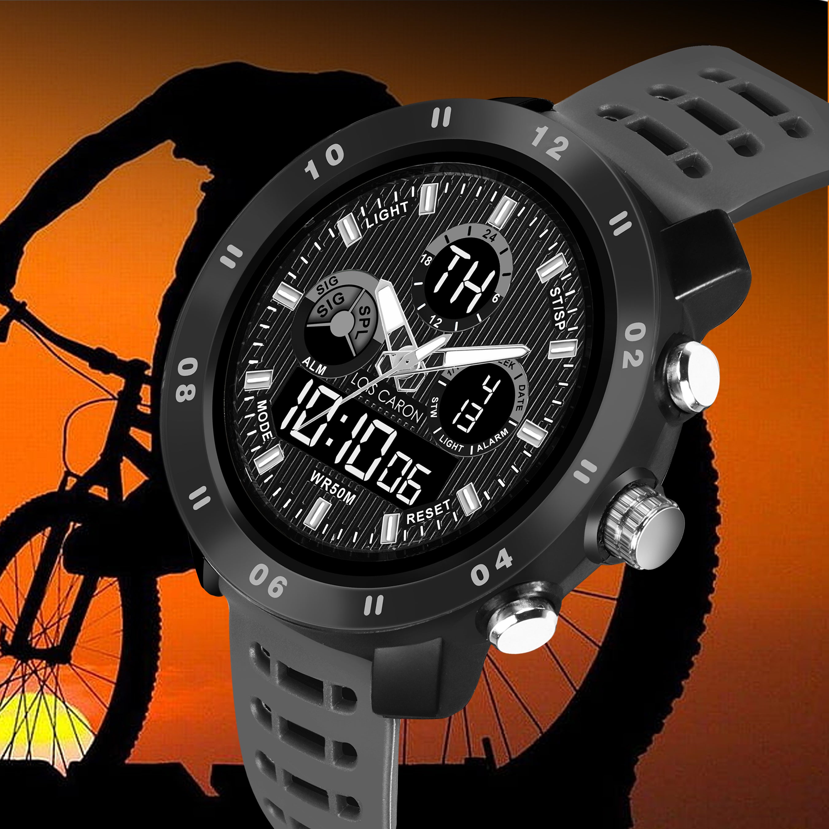 Analog-Digital Sports Watch: Chronograph, Dual Time, Alarm, Stopwatch, Water-Resistant, Shock-Resistant, Back Light Display- The Perfect Watches for Men LCDA8011