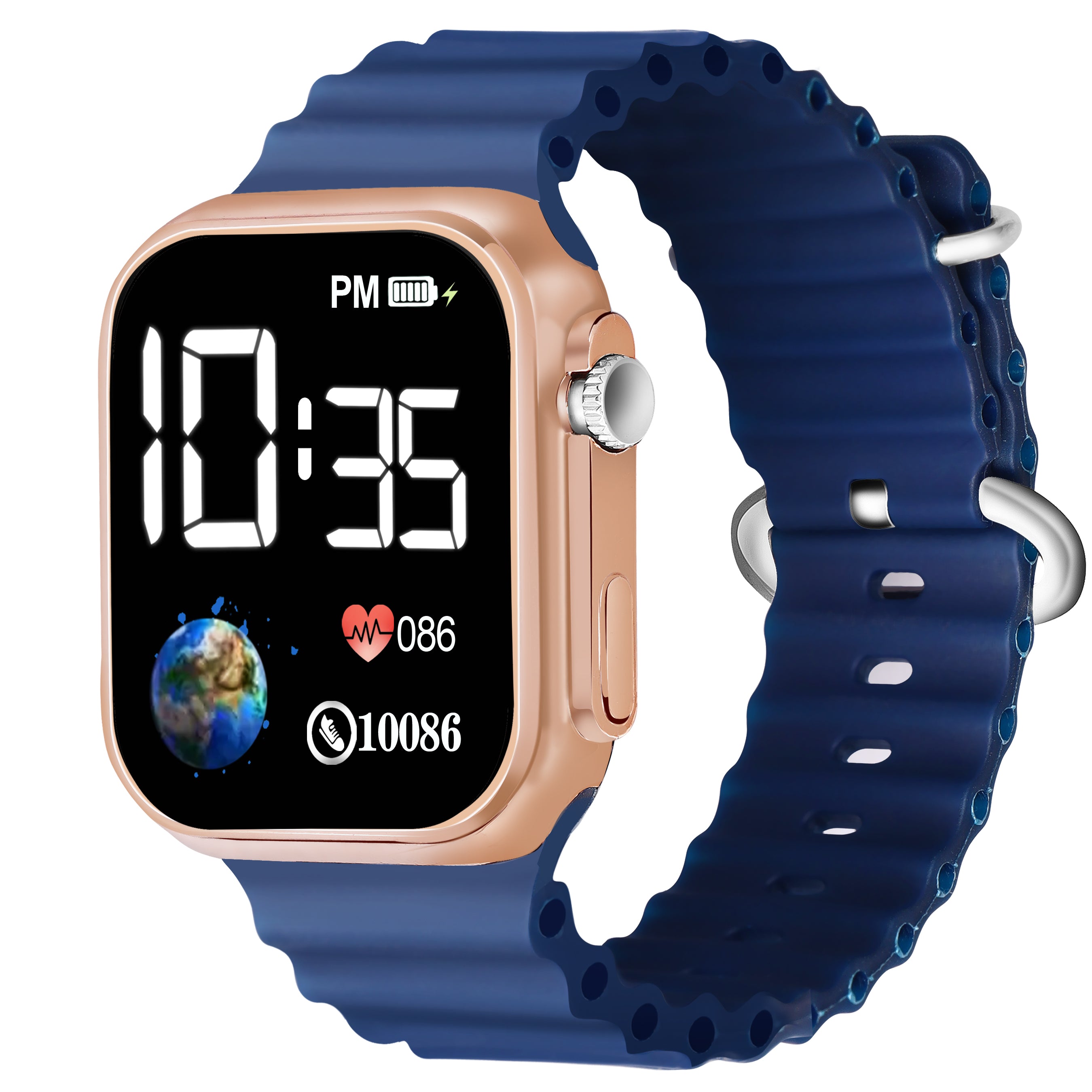 LOIS CARON D-1036 Blue Teenagers LED Luxurious Fashion Silicone Digital Watch - For Boys & Girls