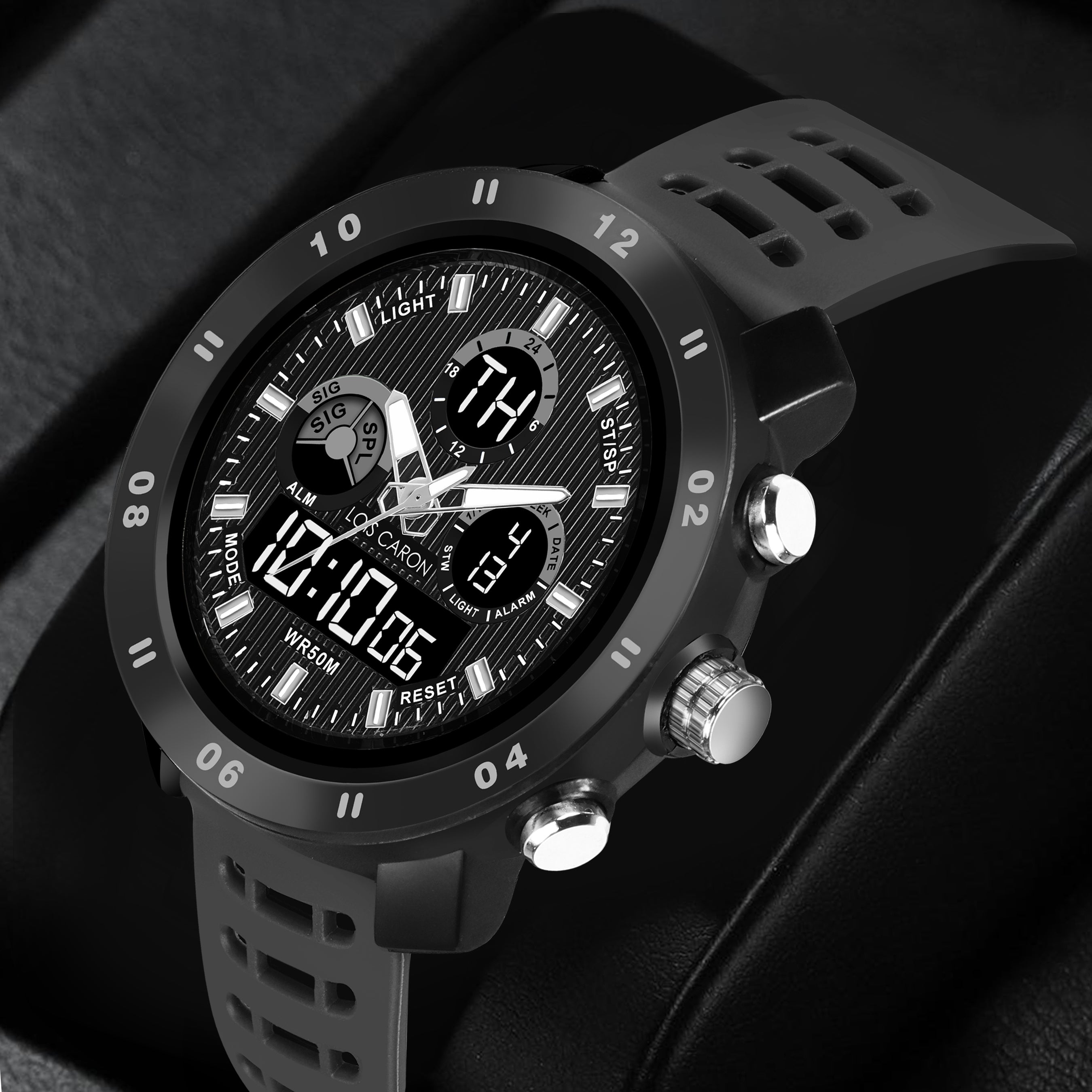 Analog-Digital Sports Watch: Chronograph, Dual Time, Alarm, Stopwatch, Water-Resistant, Shock-Resistant, Back Light Display- The Perfect Watches for Men LCDA8011