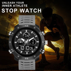 Analog-Digital Sports Watch: Chronograph, Dual Time, Alarm, Stopwatch, Water-Resistant, Shock-Resistant, Back Light Display- The Perfect Watches for Men LCDA8011