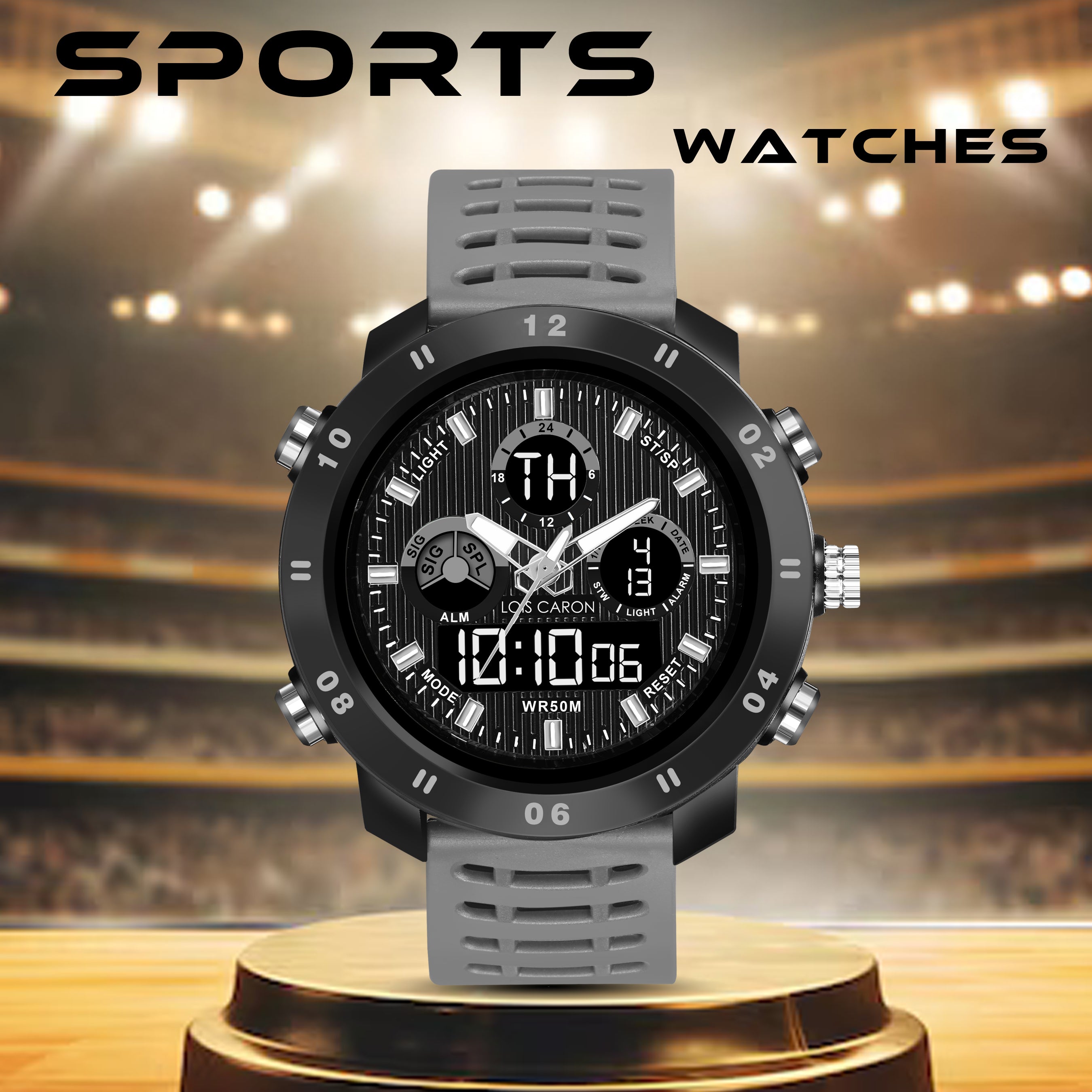 Analog-Digital Sports Watch: Chronograph, Dual Time, Alarm, Stopwatch, Water-Resistant, Shock-Resistant, Back Light Display- The Perfect Watches for Men LCDA8011