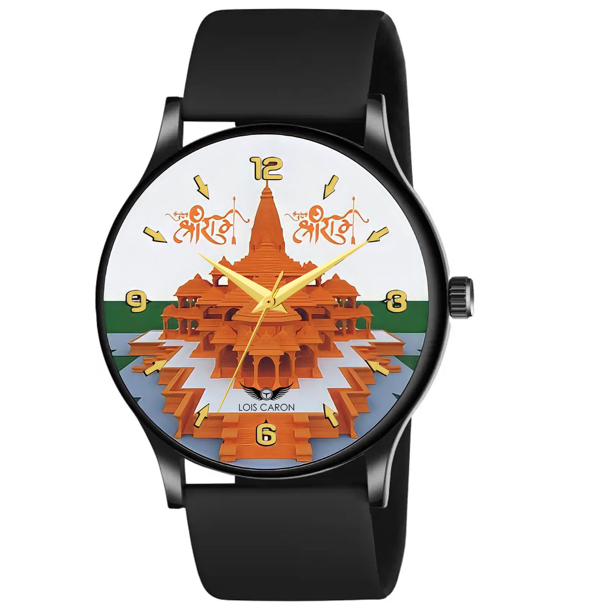 Ayodhya Mandir watch || Ram ji watch || ayodhya mandir watch || rama watch || Long Lasting Black Slim Case and High Quality Smart watch's Strap Analog Watch - For Men || watch for men || watch for boys ||  LCS-8819