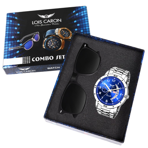 Combo Set of Sunglass and Watch With Premium Gift Box Packaging Analog Watch - For Men LCS-8188+sunglass