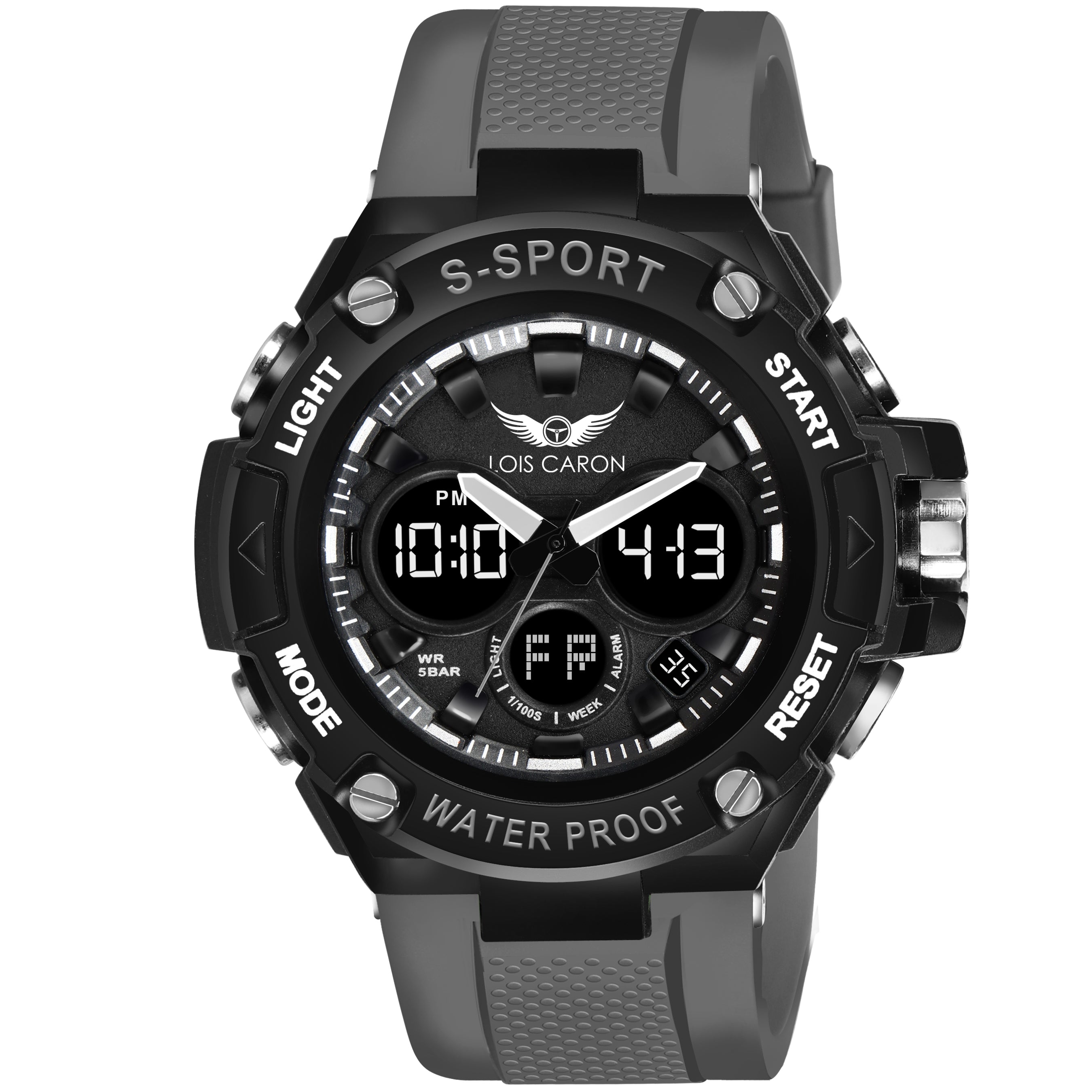 Analog-Digital Sports Watch: Chronograph, Dual Time, Alarm, Stopwatch, Water-Resistant, Shock-Resistant, Back Light Display- The Perfect Watches for Men LCDA8003